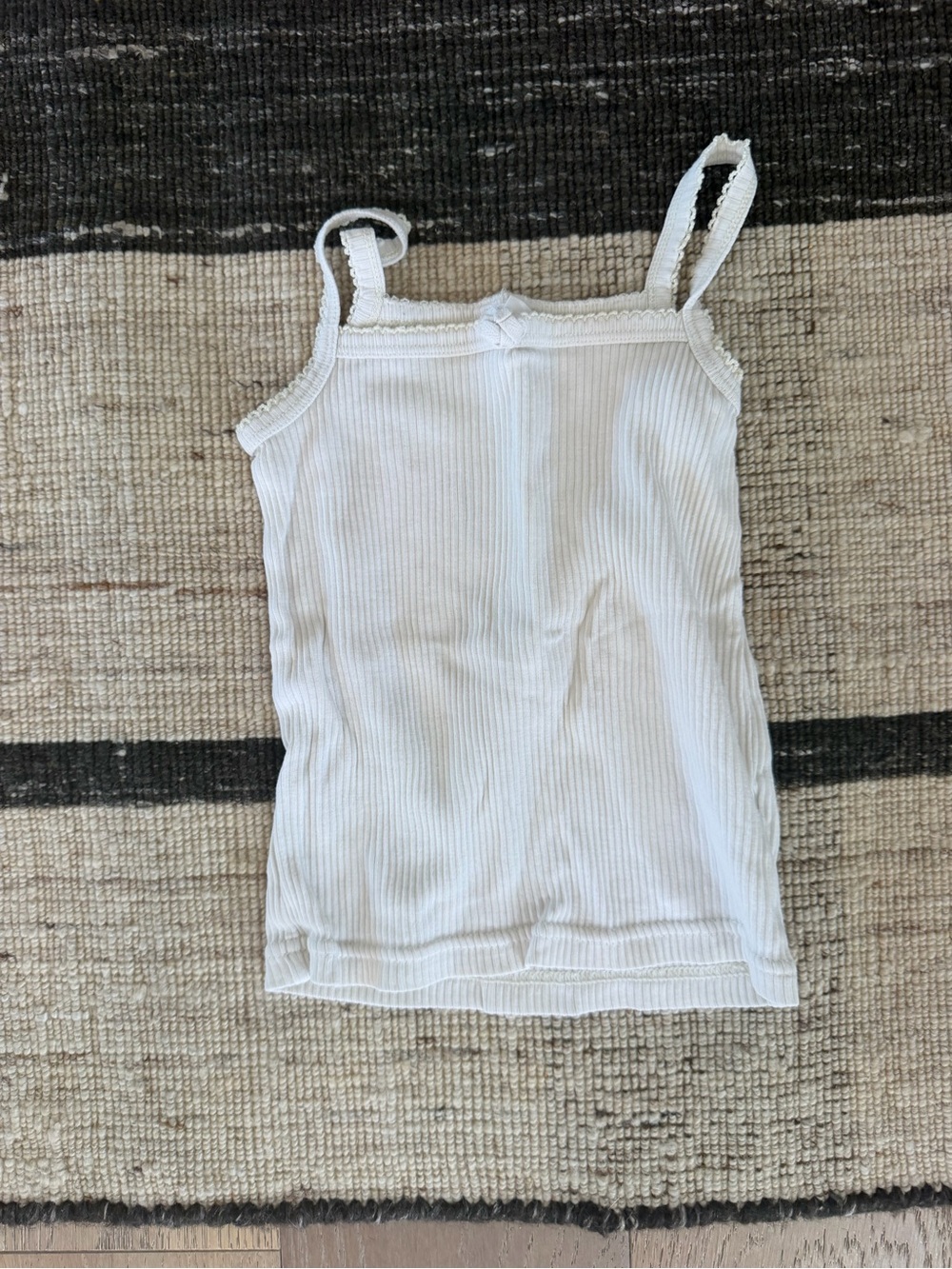 Jamie Kay Organic Cotton Ribbed Tank Top White Scallop Trim Girls Size 3Y